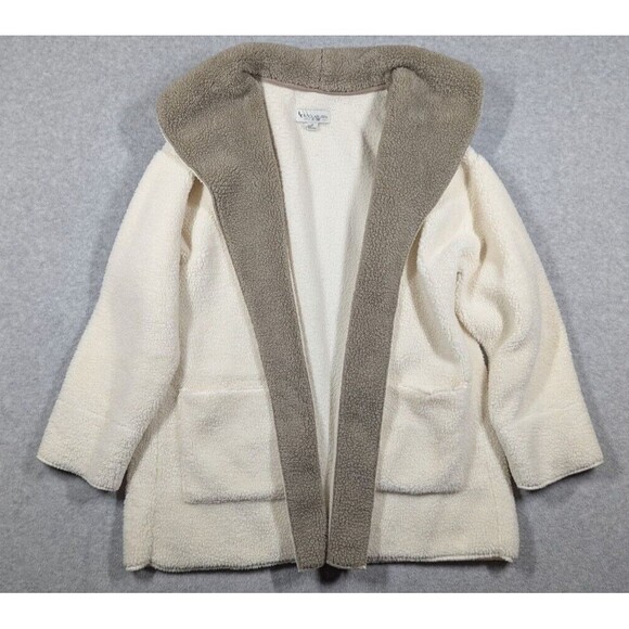 Koolabura Ugg Women Jacket Medium Sherpa Fleece Shawl Collar Open Front Warm - Picture 1 of 10